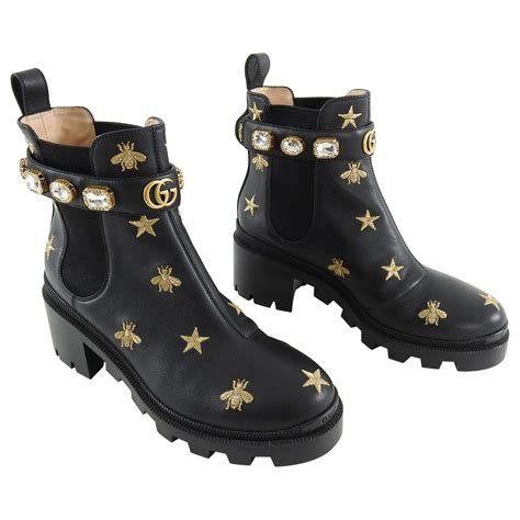 gucci shoes with bee|Gucci star and bee boots.